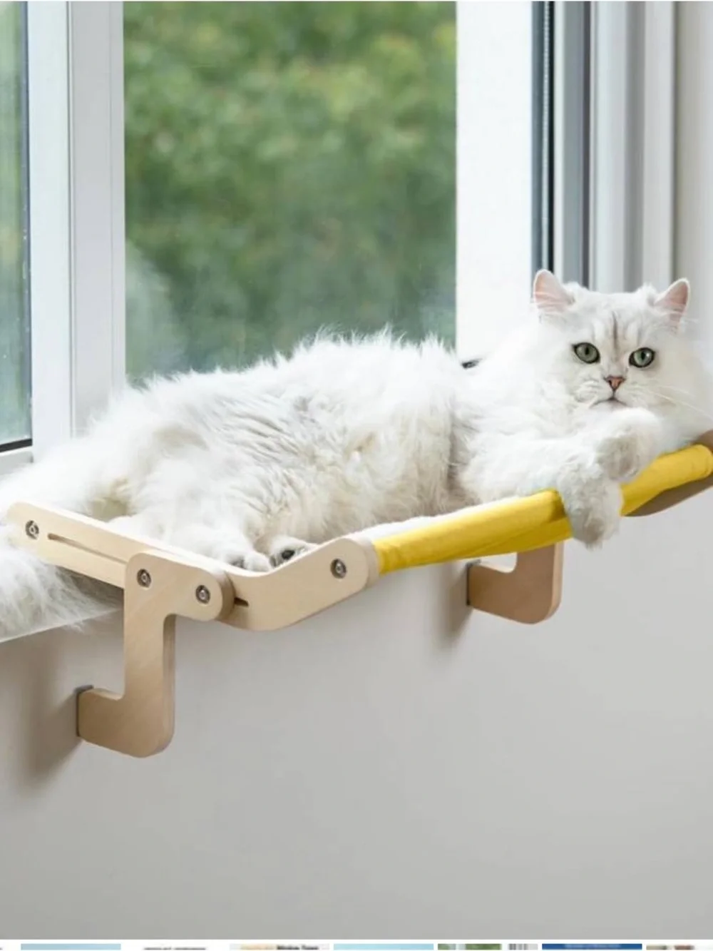 MEWOOFUN  Cat Window Perch With Mat.  No Drilling Required.  No Suction Cups.
